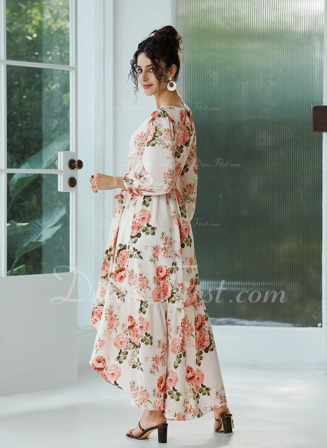 V-Neck Elegant Chiffon Asymmetrical Dresses - Image 5