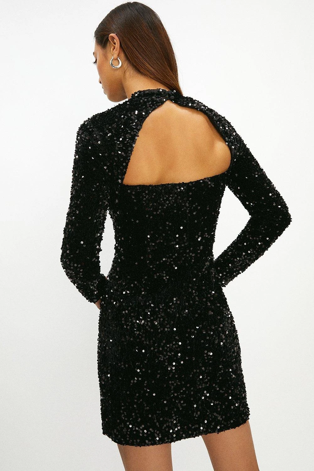 Coast Velvet Sequin High Neck Mini Dress - Image 4