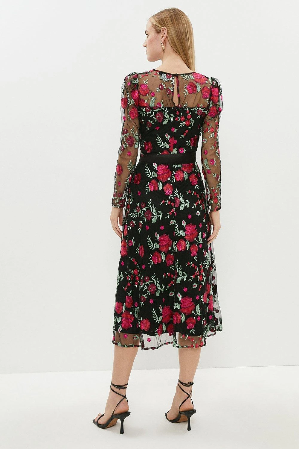 Coast Long Sleeve Embroidered Midi Dress - Image 3