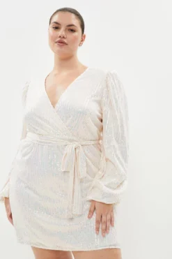 Coast Plus Size Sequin Low V Neck Dress