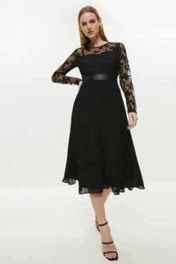 Coast Embroidered Long Sleeve Midi Dress