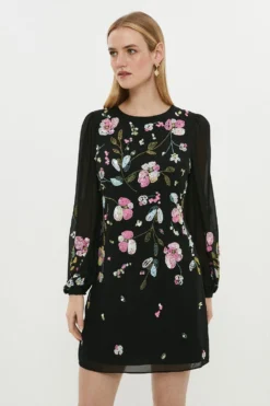 Coast Embellished Long Sleeve Mini Dress