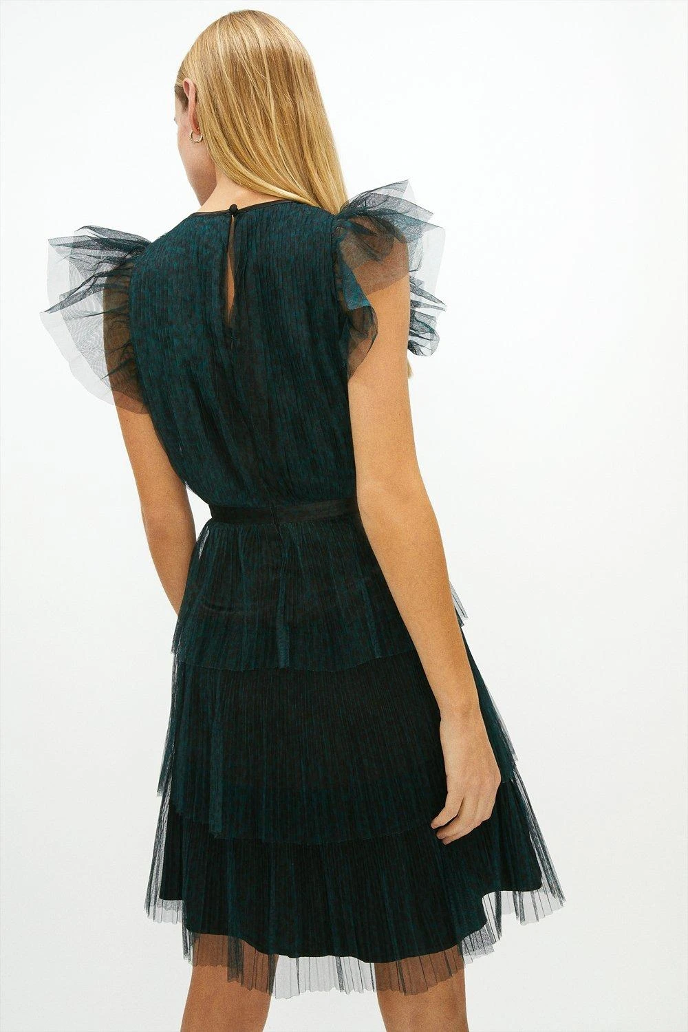 Coast Tiered Pleated Mesh Mini Dress - Image 3