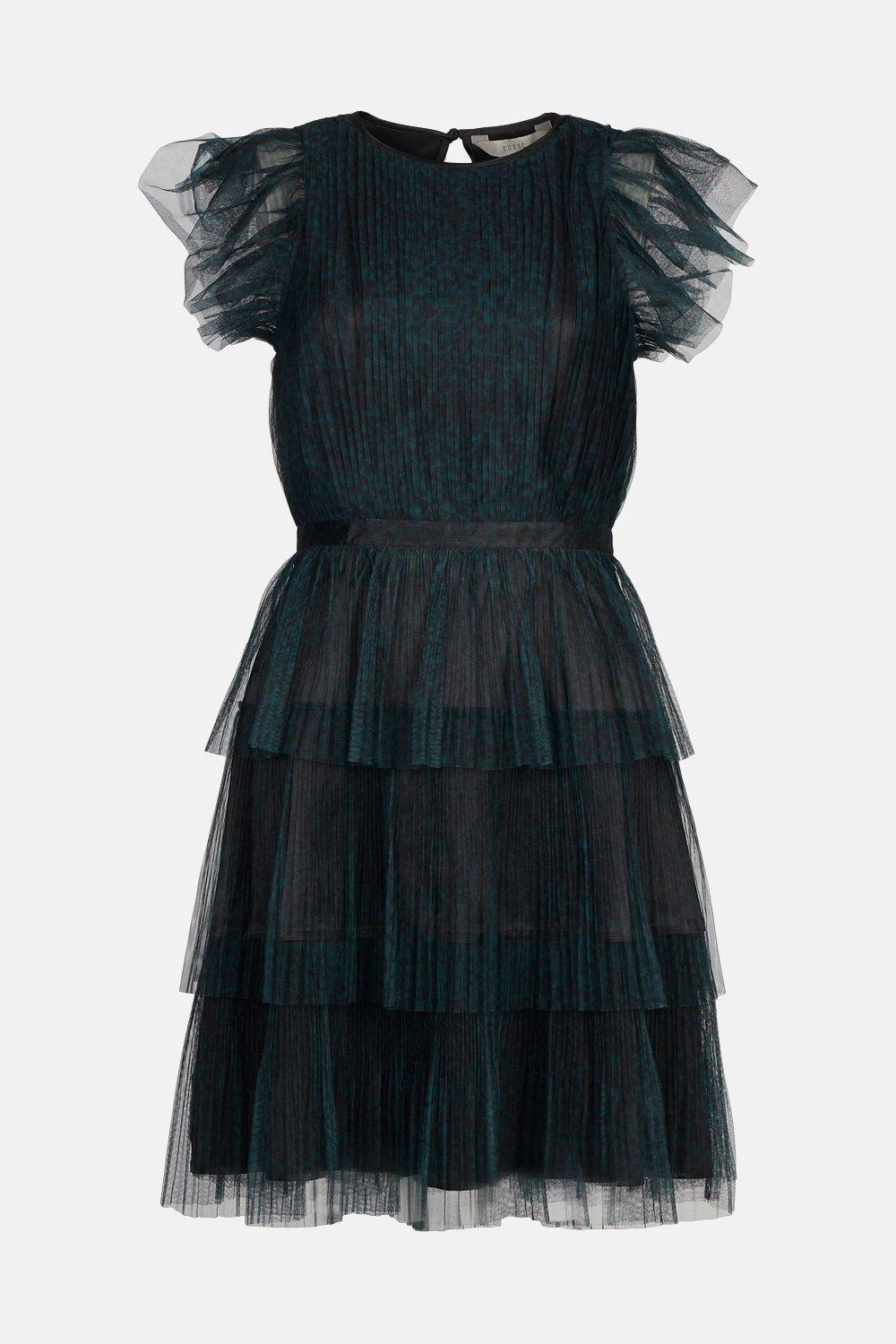 Coast Tiered Pleated Mesh Mini Dress - Image 4