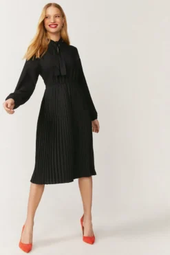 Coast Tie Neck Pleat Shirt Dress