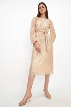 Coast Sequin Wrap Midi Dress