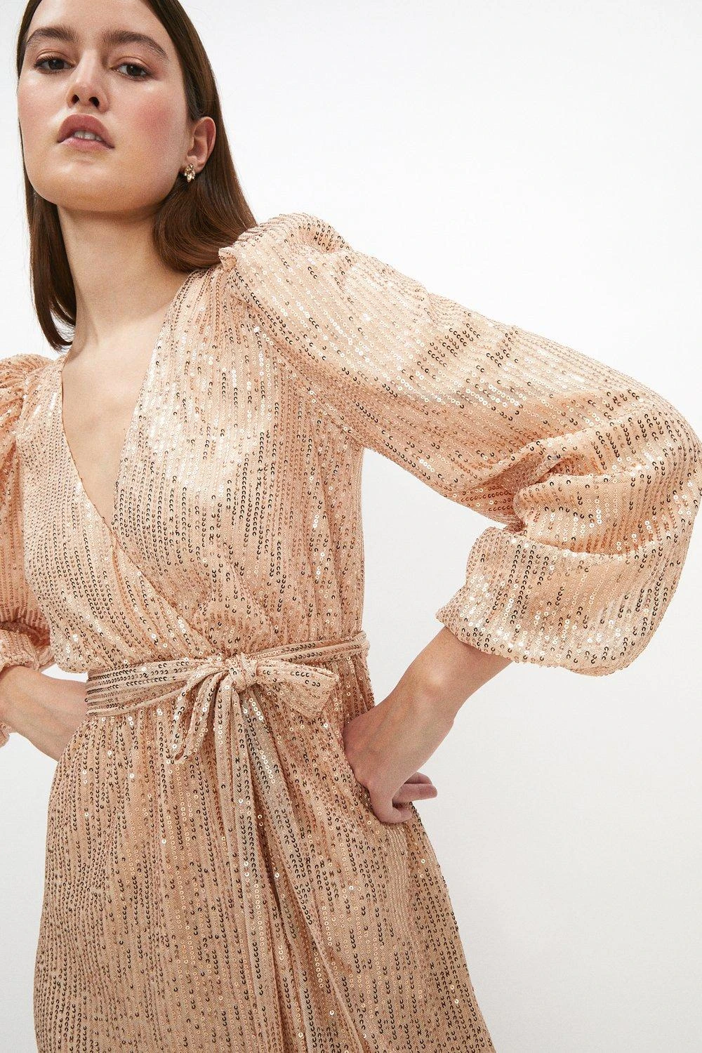 Coast Sequin Wrap Midi Dress - Image 2