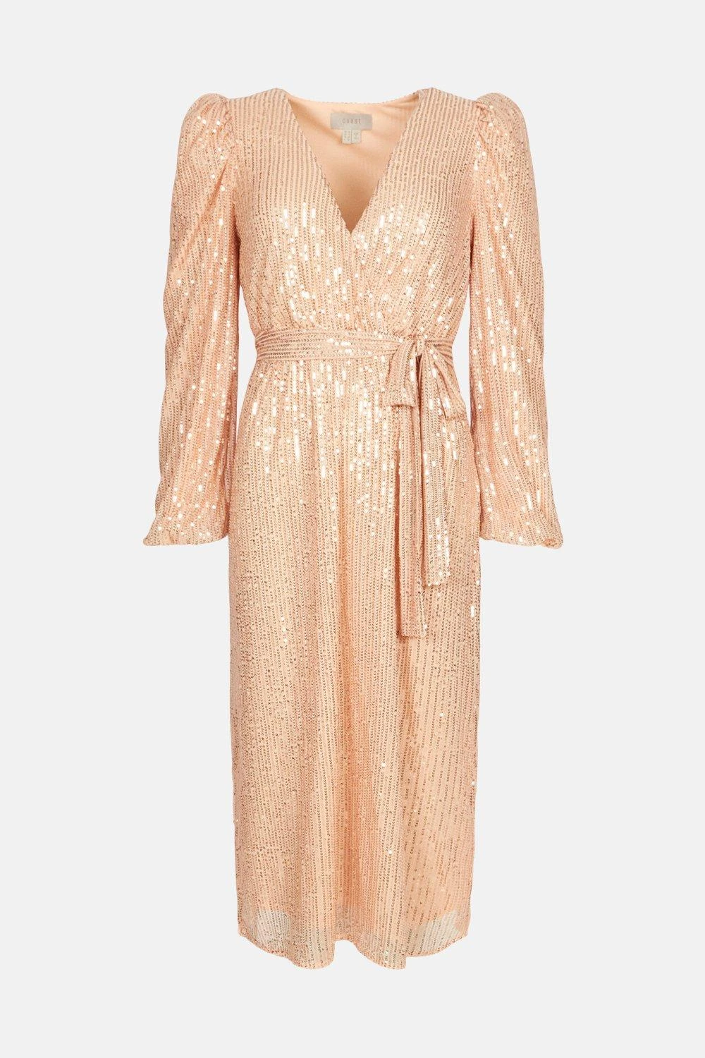 Coast Sequin Wrap Midi Dress - Image 4