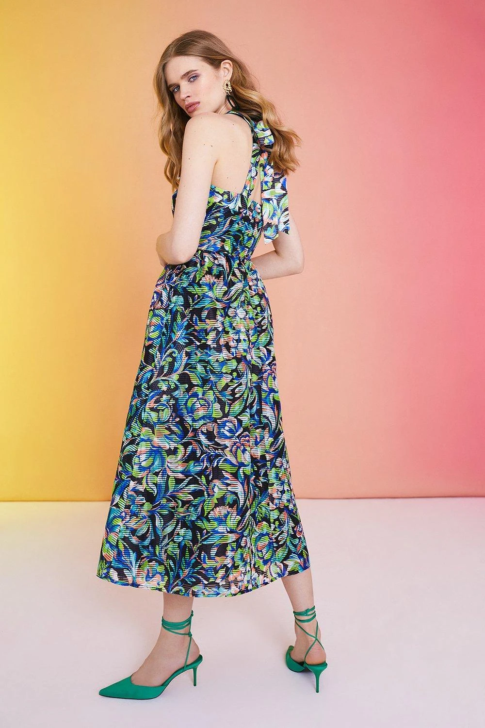 Coast Alexandra Farmer Stripe Organza Halter Dress - Image 3