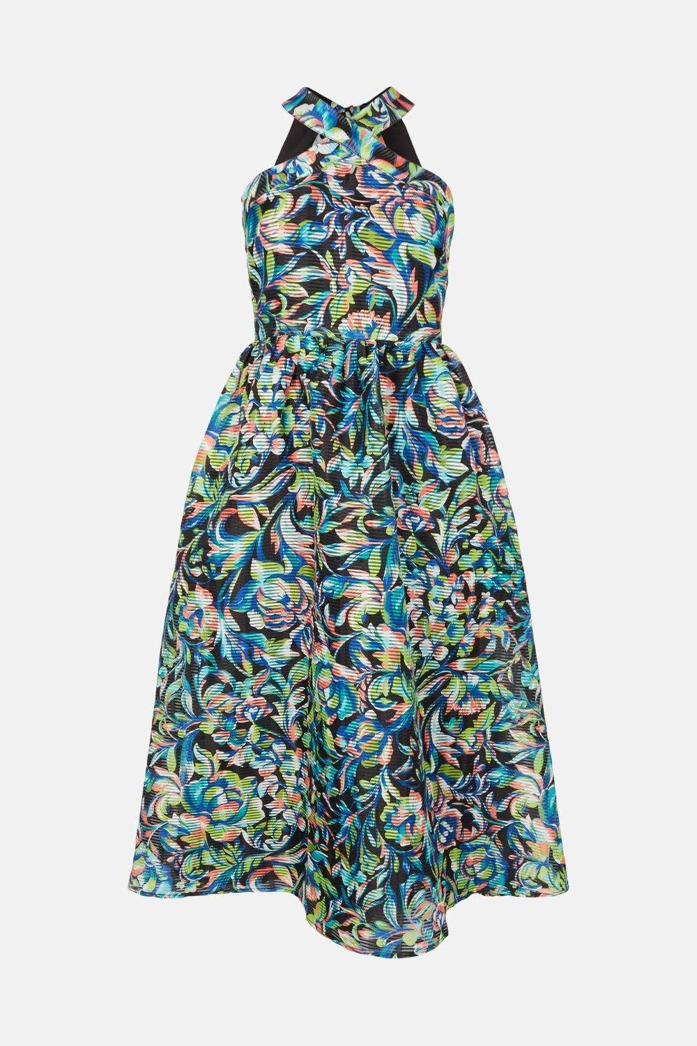 Coast Alexandra Farmer Stripe Organza Halter Dress - Image 4