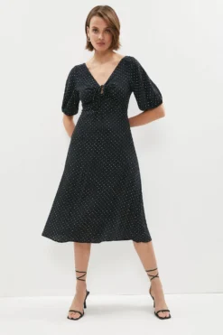 Coast Tie And Keyhole Detail Midi Tea Dress