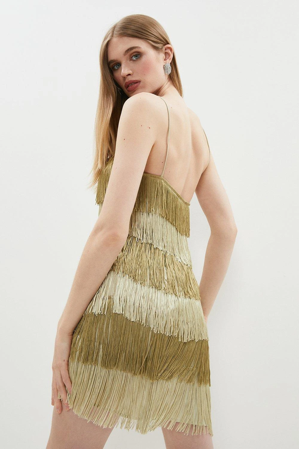 Coast Premium Tiered Fringe One Shoulder Mini Dress - Image 3