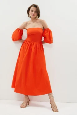 Coast Bandeau Poplin Dress With Detachable Sleeves