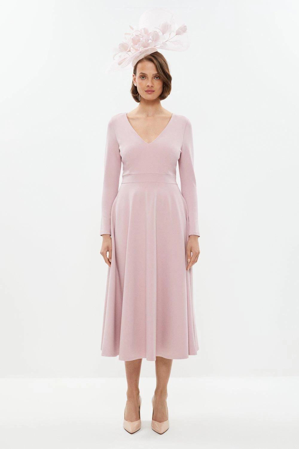 Coast V Neck Full Skirt Midi Dress