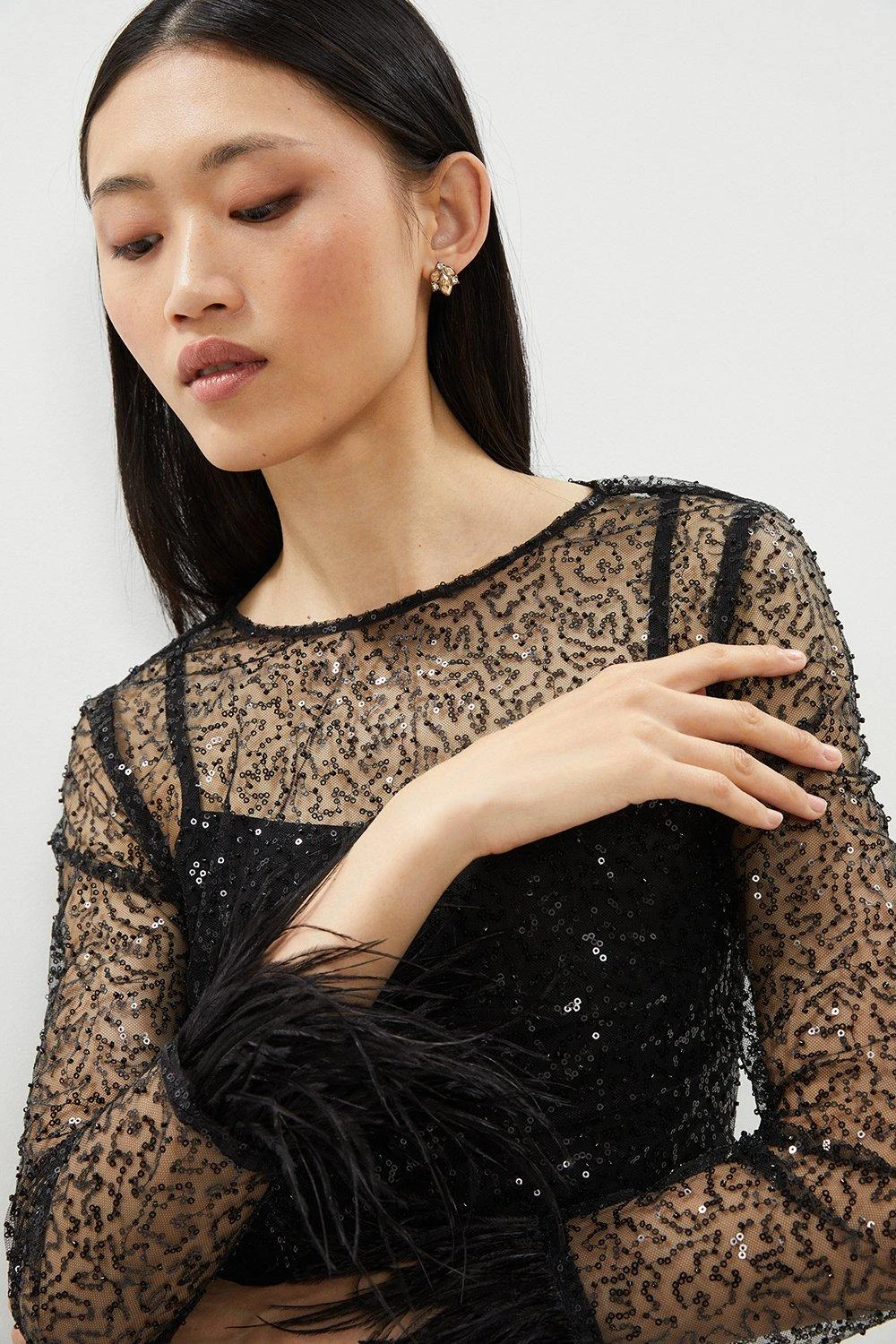 Coast Feather Cuff Sequin Top - Image 2