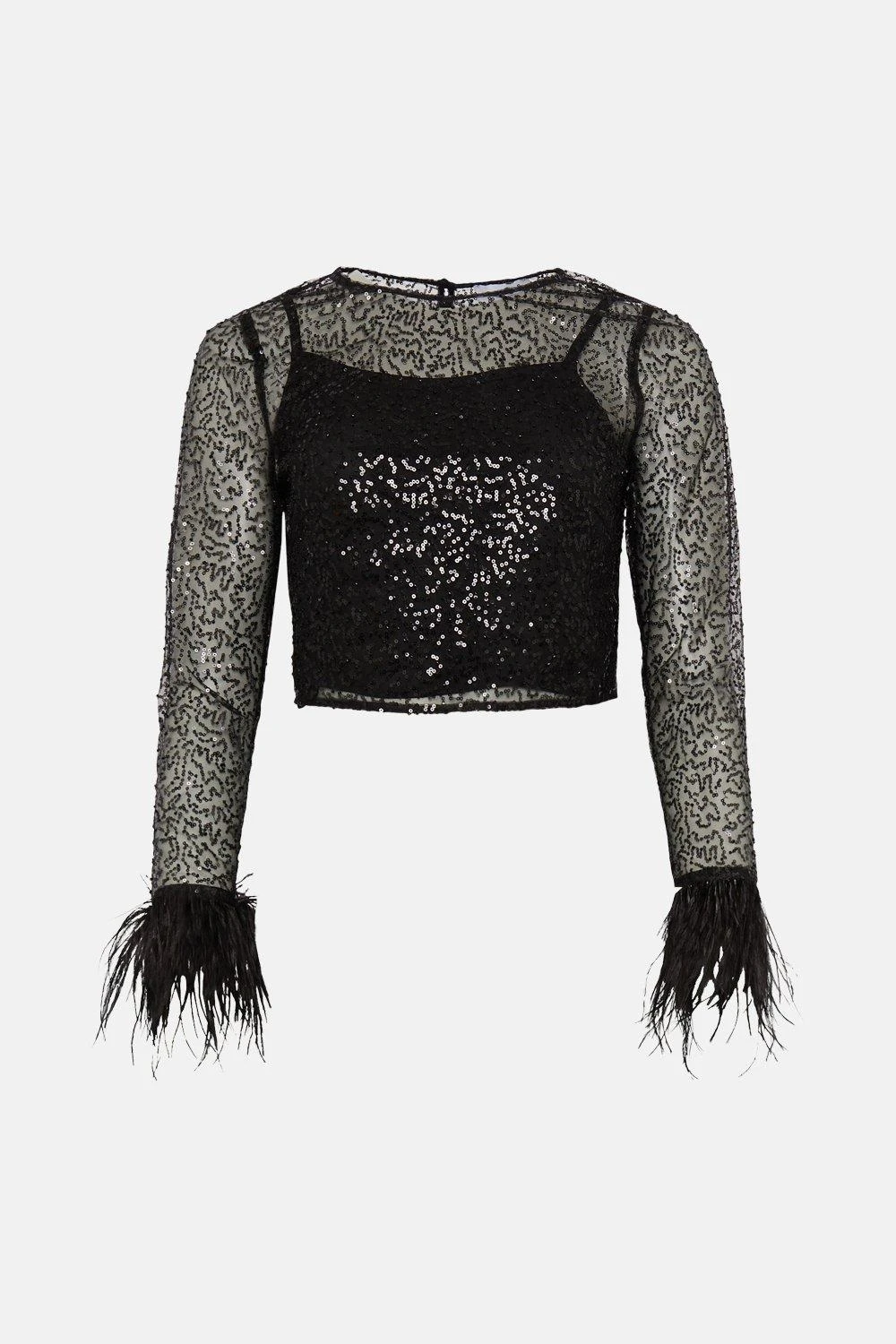 Coast Feather Cuff Sequin Top - Image 4