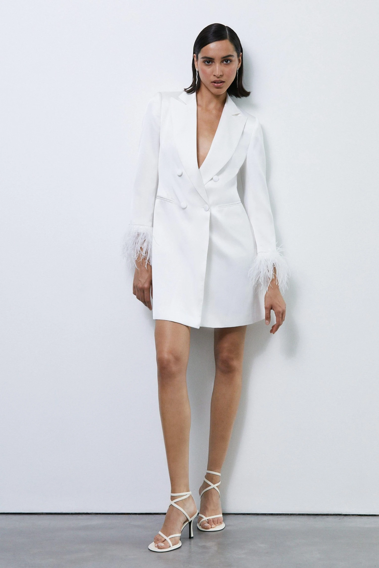 Coast Premium Satin Feather Hem Blazer Dress
