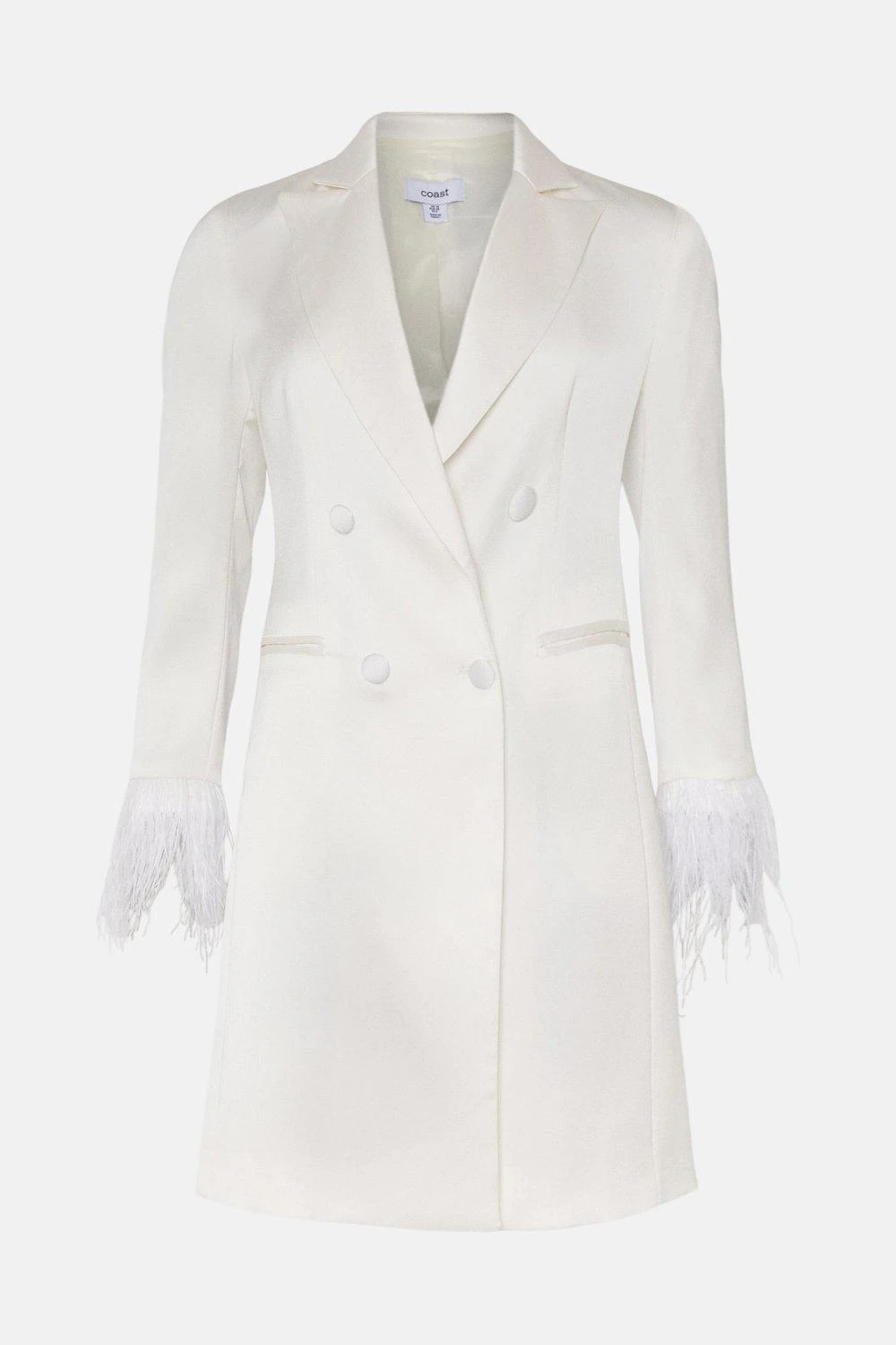 Coast Premium Satin Feather Hem Blazer Dress - Image 4