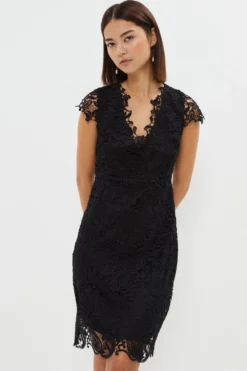 Coast Petite Paisley Lace Cap Sleeve Shift Dress