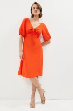 Coast Petite Tie And Keyhole Detail Midi Tea Dress