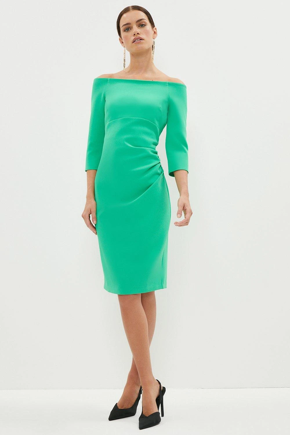 Coast Petite Slash Neck Body Sculpt Midi Dress - Image 2