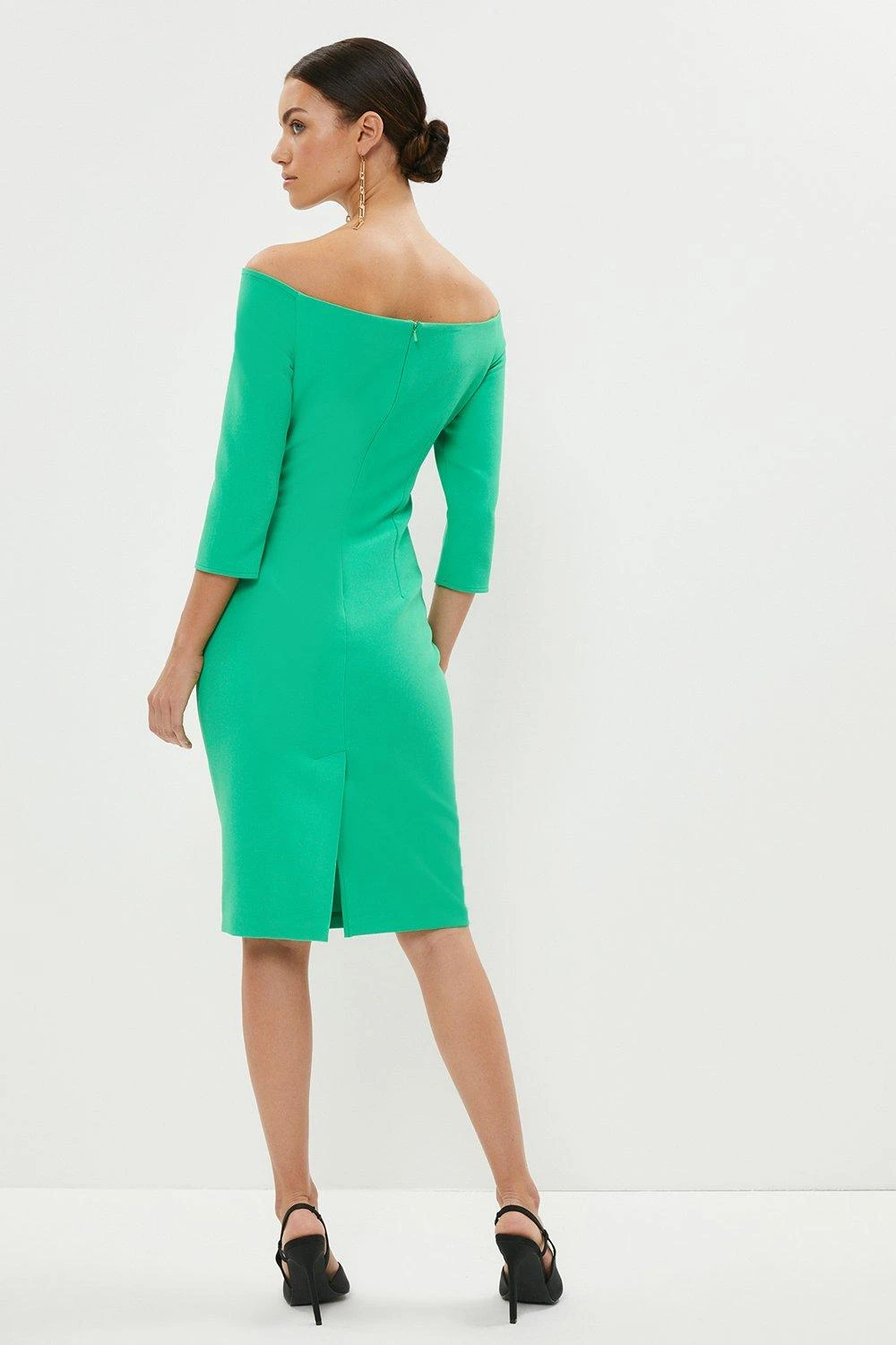 Coast Petite Slash Neck Body Sculpt Midi Dress - Image 4