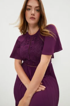 Coast Plus Size Cape Detail Pleat Midi Dress