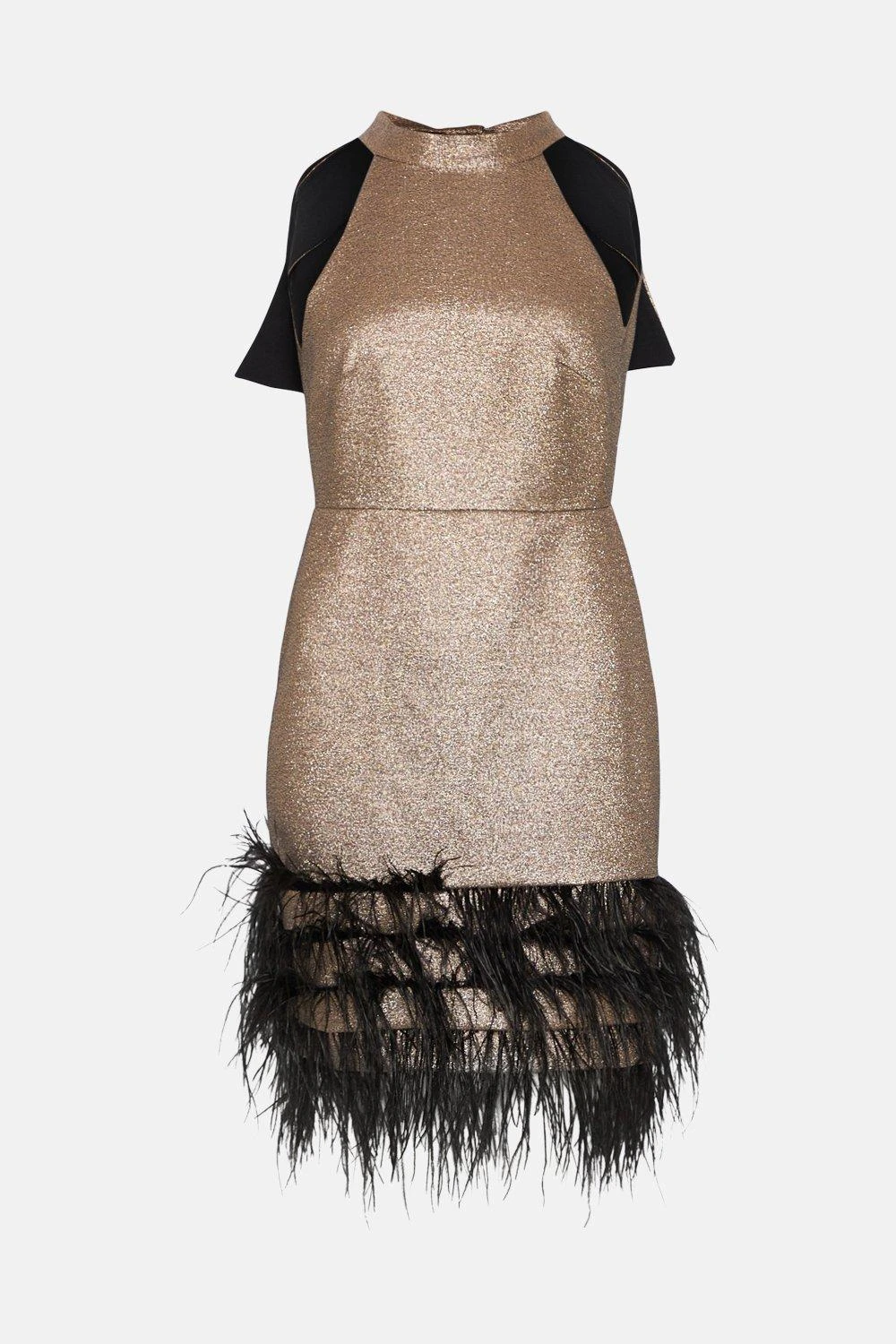 Coast Premium Metallic Feather Trim Mini Dress​ - Image 4
