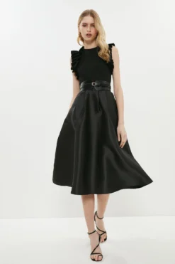 Coast Petite Belted Frill Detail Midi Dress