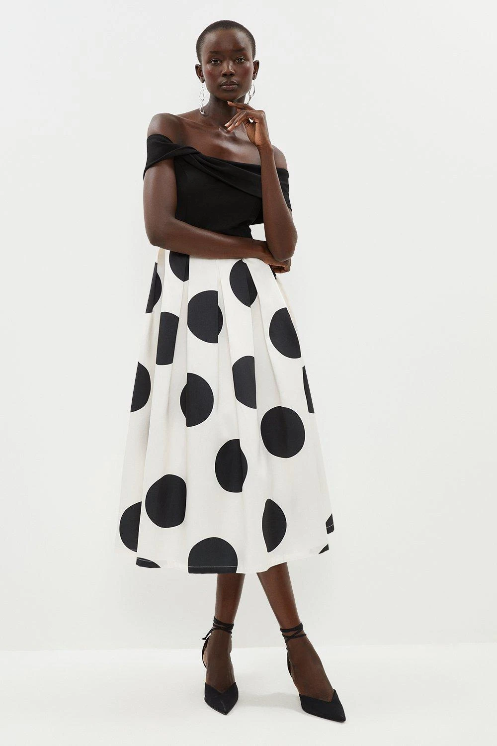 Coast Bardot 2 In 1 Printed Twill Skirt Midi Dress