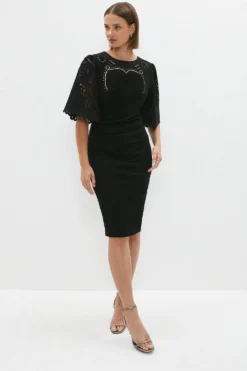 Coast Cutwork Flare Sleeve Dress