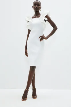 Coast Square Neck Ruffle Detail Pencil Dress