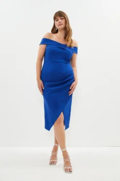 Coast Plus Size Cross Front Bardot Pencil Dress
