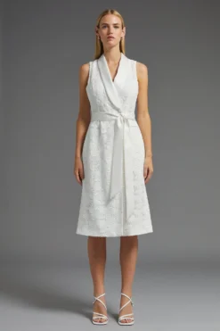 Coast Lace Wrap Tuxedo Midi Dress