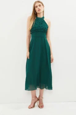 Coast 3d Floral Halter Neck Midi Dress