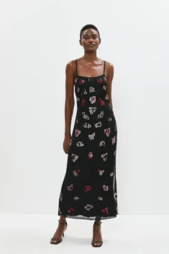 Coast Premium Sequin And Bead Animal Print Slip Dre