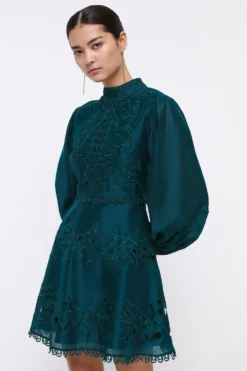 Coast Petite Cutwork And Embroidered Dress