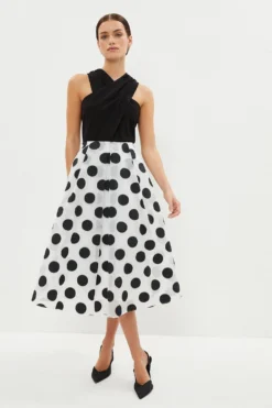 Coast Petite 2 In 1jacquard Spot Skirt Dress