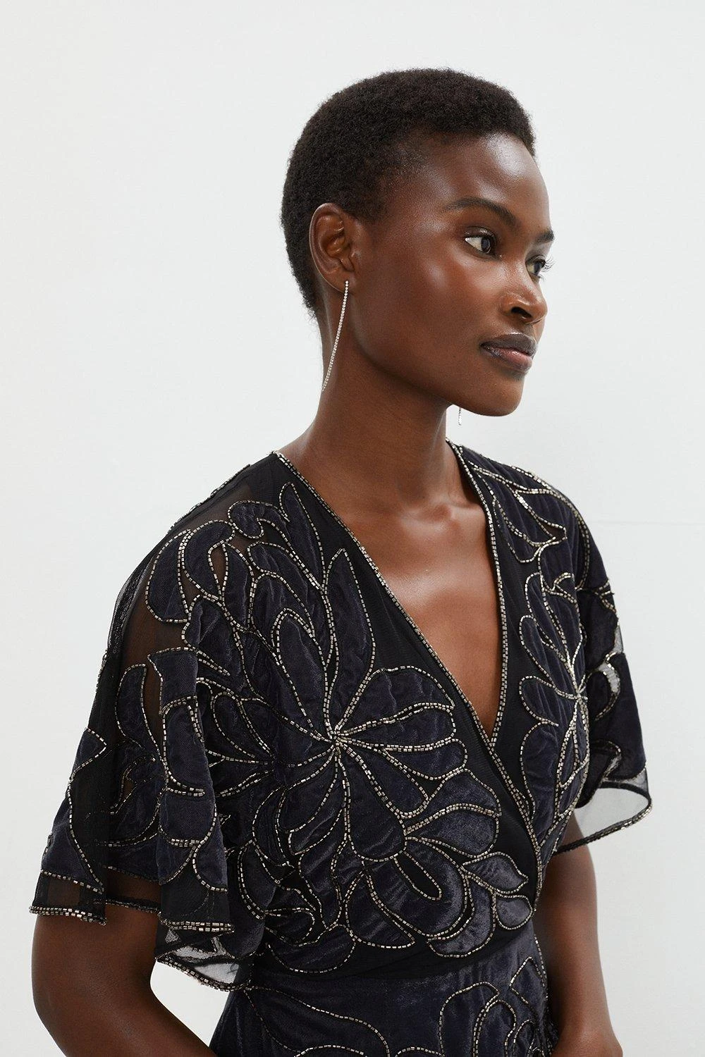 Coast Beaded Applique Velvet Mini Dress - Image 2