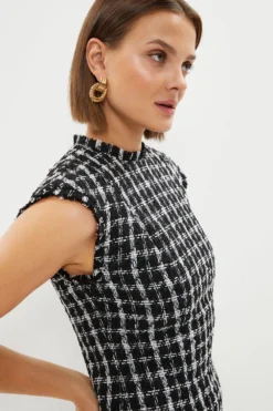 Coast Cap Sleeve Tweed Structured Mini Dress