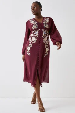Coast Plus Size Mirrored Orchid Button Midi Dress
