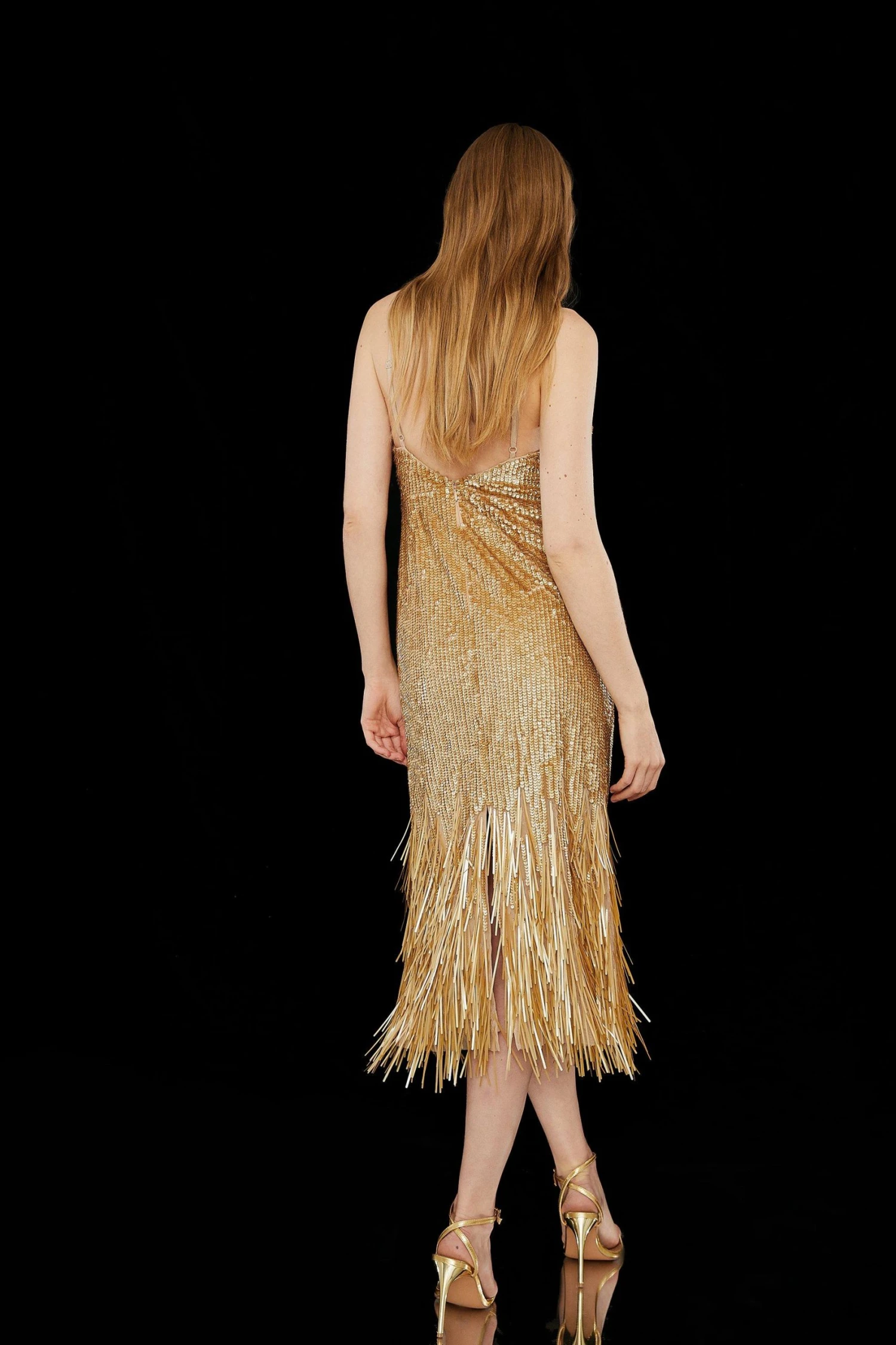 Coast All Over Sequin Fringe Hem Midi Dress - Image 3