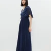 Coast Maxi Dress With Flutter Sleeve & Beading