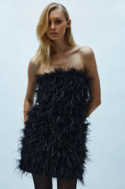 Coast All Over Feather Bandeau Mini Dress