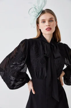 Coast Corded Floral Embroidery Midi Dress