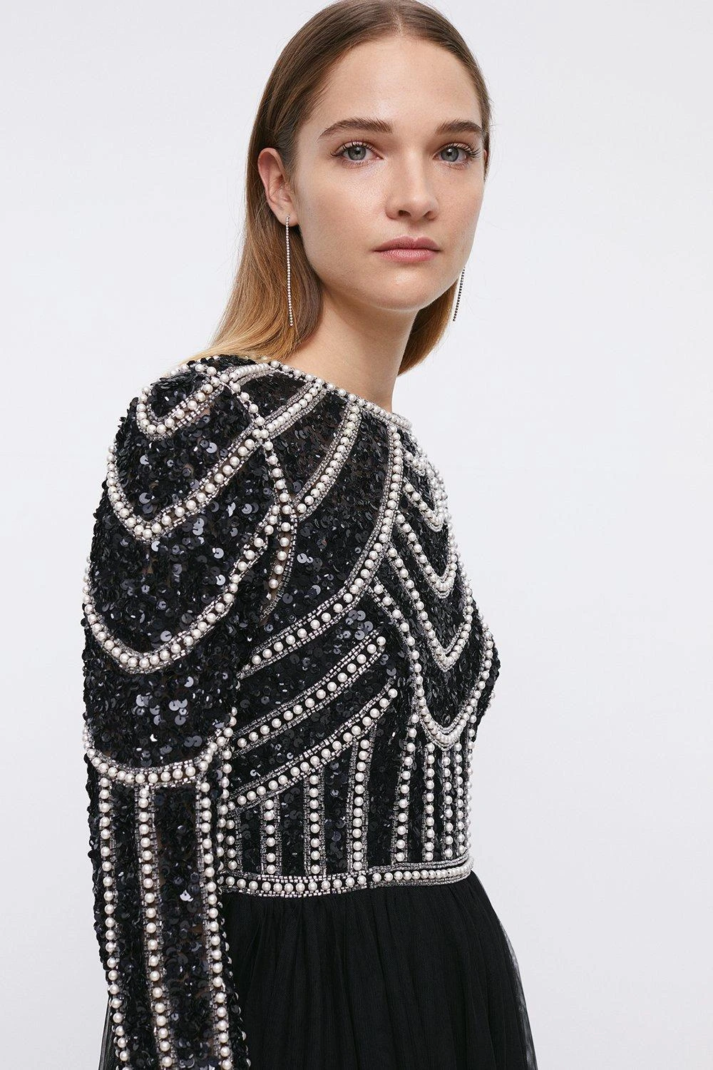 Coast Pearl Embellished Bodice Tulle Skirt Dress - Image 2