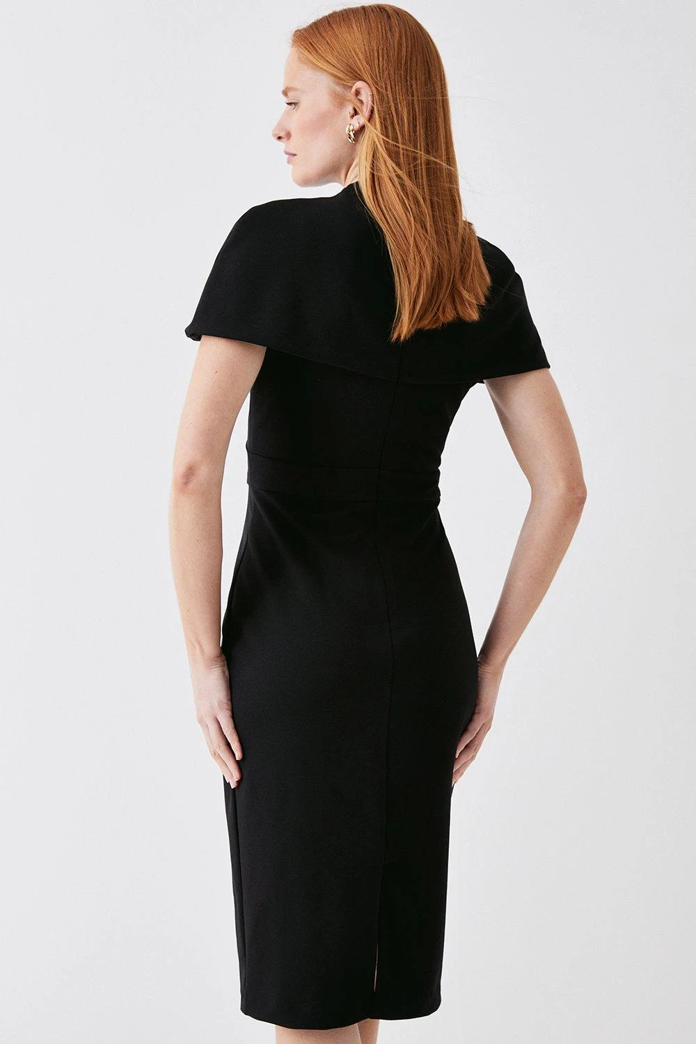 Coast High Neck Cape Shoulder Pencil Dress - Image 3