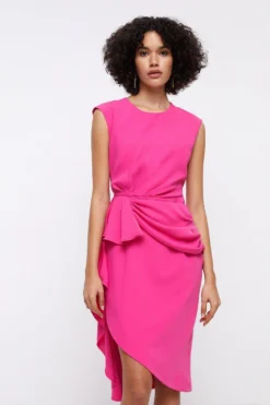 Coast Waterfall Ruffle Drape Midi Dress