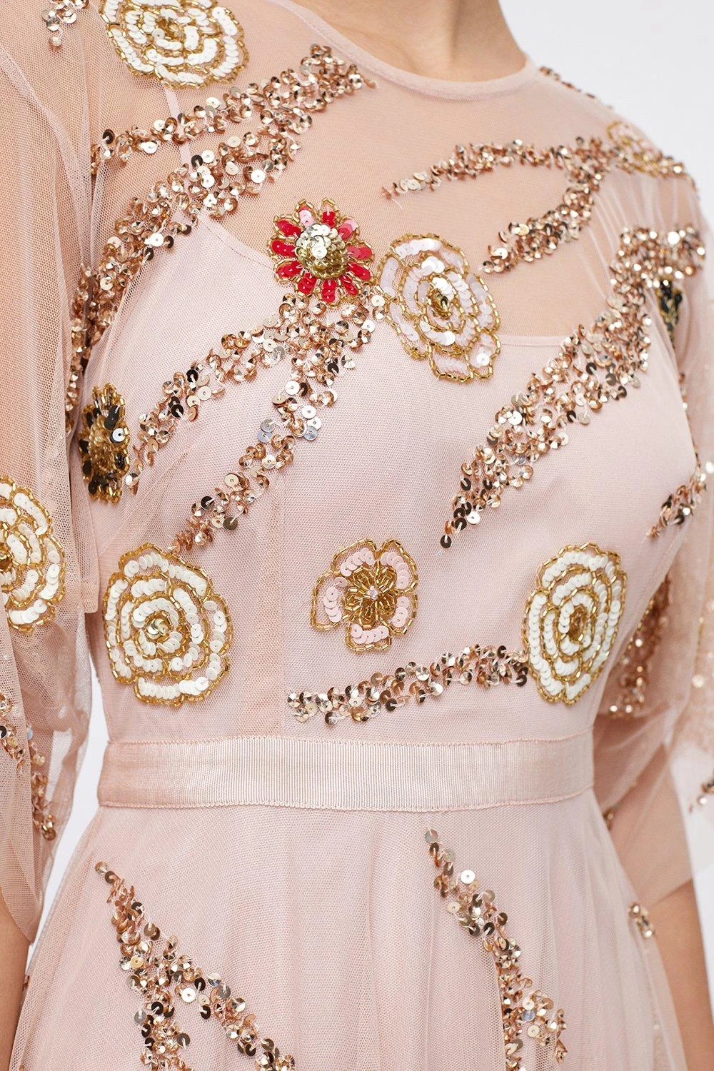 Coast Petite Midi Dress With Embellished Flower - Image 4