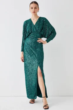 Coast Sequin Cross Front Maxi Dress